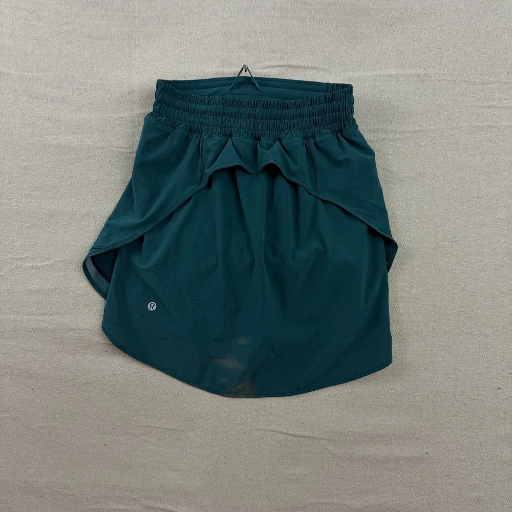 Lululemon Athletic Skort Womens 4 Teal Green Reflective Logo Mesh Trim Active - Picture 2 of 7